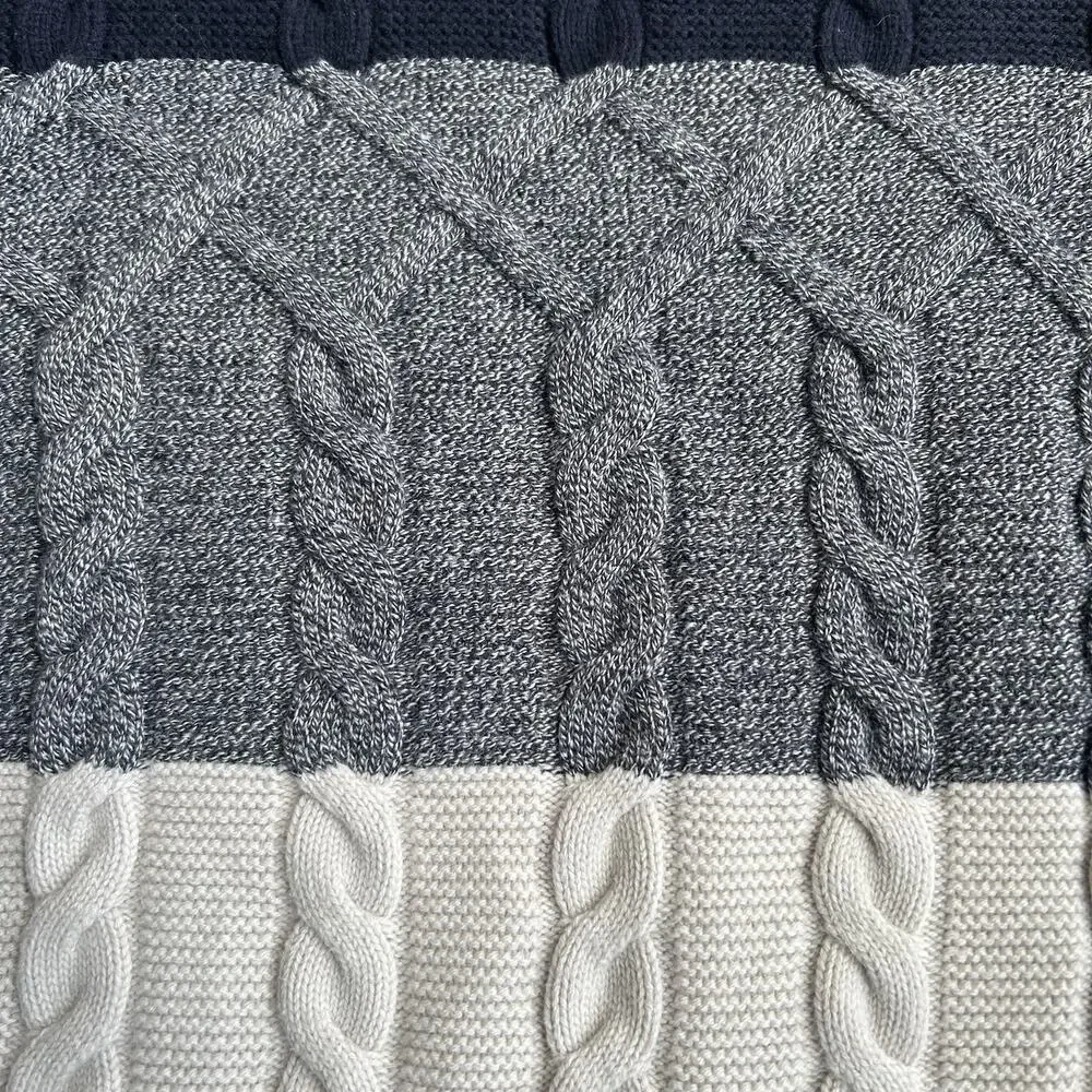Talbots Chunky Cable Knit Nautical Sweater Size Small Color Block Blue White - Picture 9 of 11